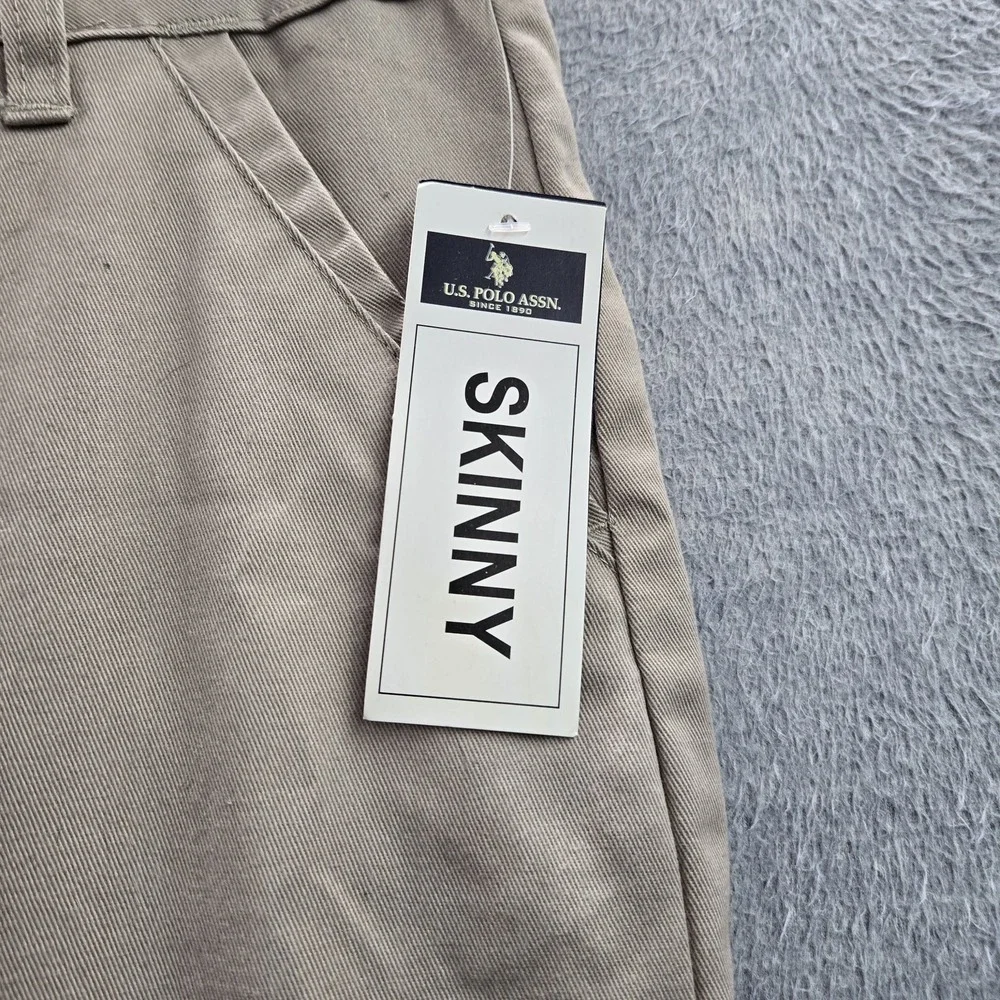 U.S. POLO ASSN. Women Pants 18 Beige Chino Button Skinny 30